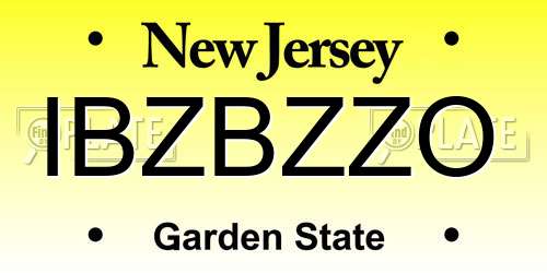 IBZBZZO New Jersey License Plate