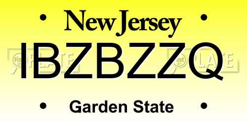 IBZBZZQ New Jersey License Plate