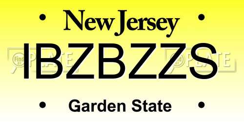 IBZBZZS New Jersey License Plate