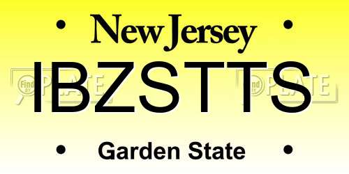 IBZSTTS New Jersey License Plate