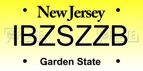 IBZSZZB New Jersey License Plate