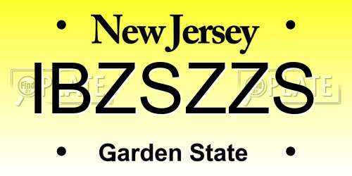IBZSZZS New Jersey License Plate