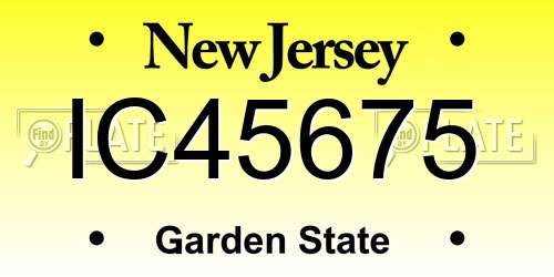 IC45675 New Jersey License Plate