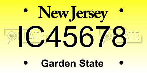IC45678 New Jersey License Plate
