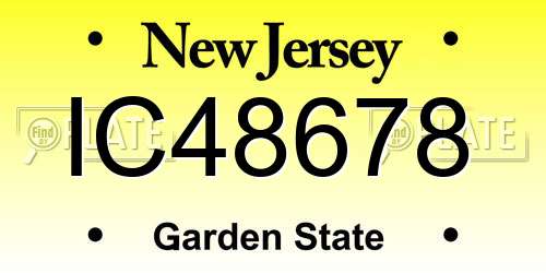IC48678 New Jersey License Plate