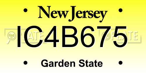 IC4B675 New Jersey License Plate