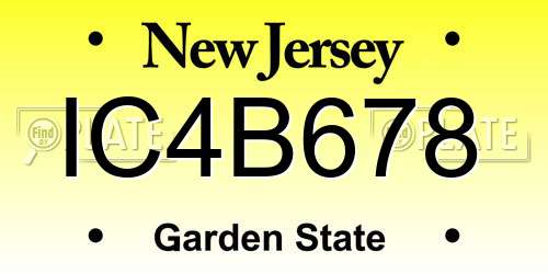IC4B678 New Jersey License Plate