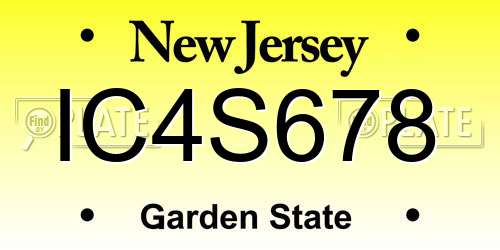 IC4S678 New Jersey License Plate