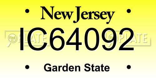 IC64092 New Jersey License Plate