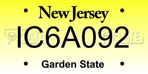 IC6A092 New Jersey License Plate