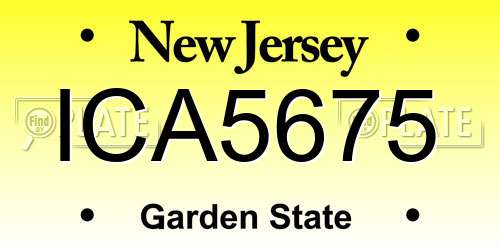 ICA5675 New Jersey License Plate