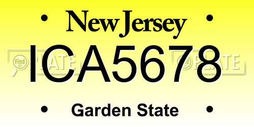 ICA5678 New Jersey License Plate