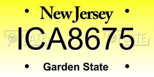 ICA8675 New Jersey License Plate