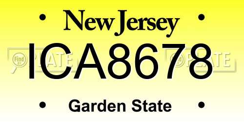 ICA8678 New Jersey License Plate