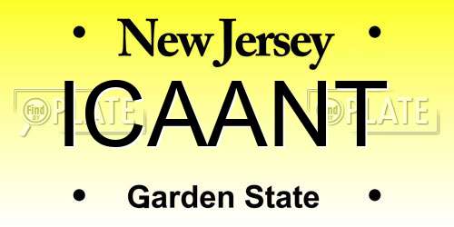 ICAANT New Jersey License Plate