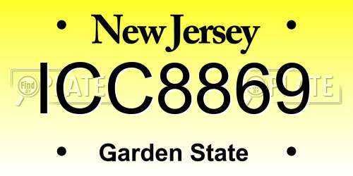 ICC8869 New Jersey License Plate