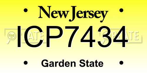 ICP7434 New Jersey License Plate