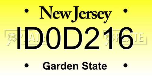 ID0D216 New Jersey License Plate