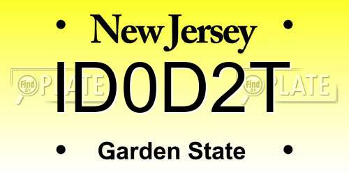 ID0D2T New Jersey License Plate