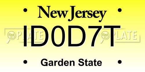 ID0D7T New Jersey License Plate