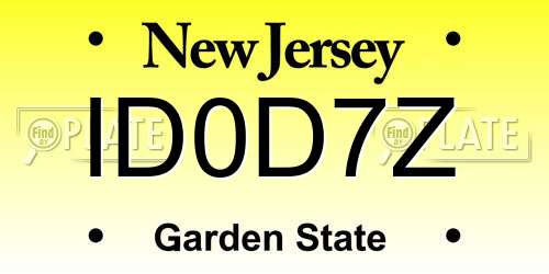 ID0D7Z New Jersey License Plate