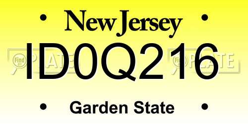 ID0Q216 New Jersey License Plate