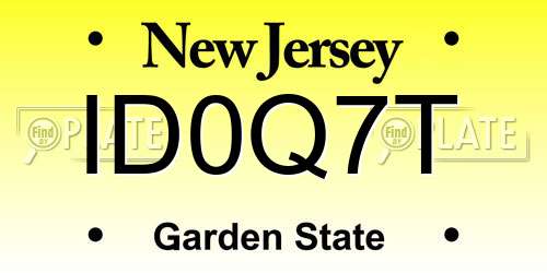 ID0Q7T New Jersey License Plate