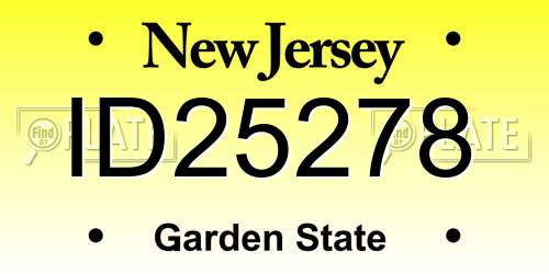 ID25278 New Jersey License Plate