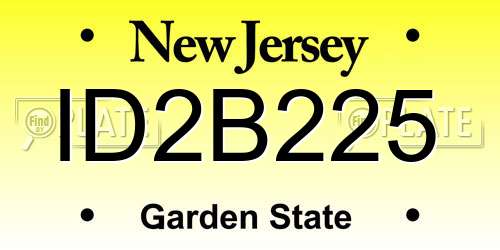 ID2B225 New Jersey License Plate