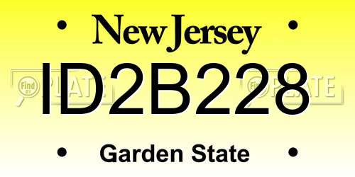 ID2B228 New Jersey License Plate