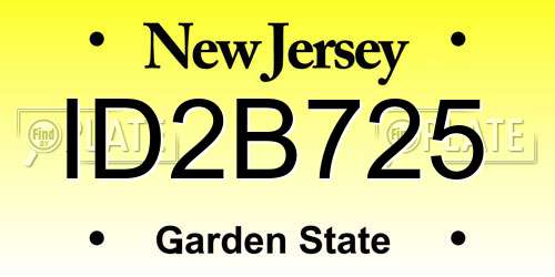 ID2B725 New Jersey License Plate