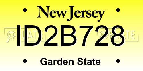 ID2B728 New Jersey License Plate