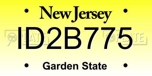 ID2B775 New Jersey License Plate