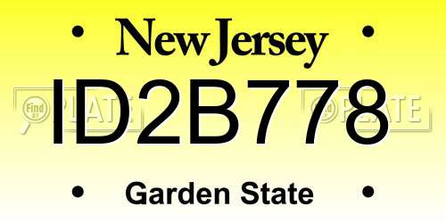 ID2B778 New Jersey License Plate