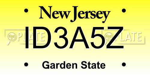 ID3A5Z New Jersey License Plate