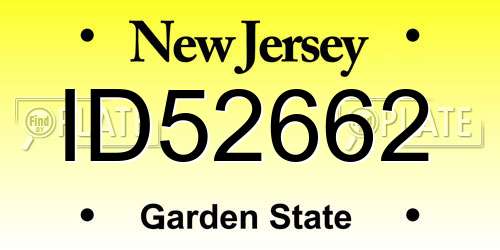 ID52662 New Jersey License Plate