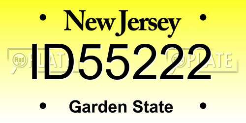 ID55222 New Jersey License Plate