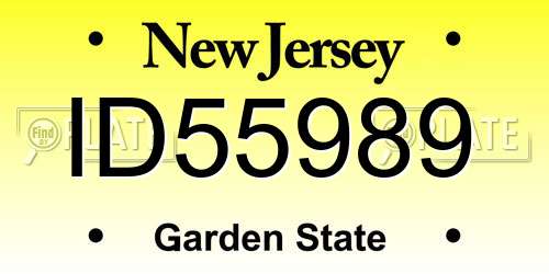 ID55989 New Jersey License Plate