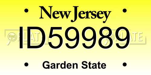 ID59989 New Jersey License Plate