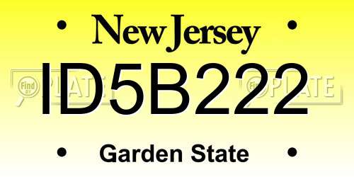 ID5B222 New Jersey License Plate