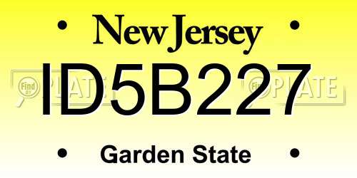 ID5B227 New Jersey License Plate