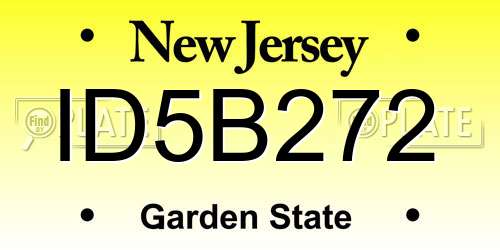 ID5B272 New Jersey License Plate