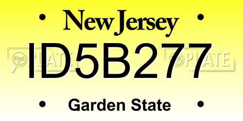 ID5B277 New Jersey License Plate