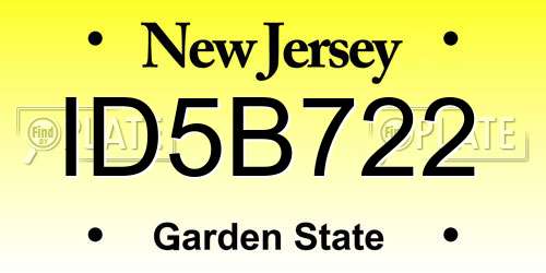 ID5B722 New Jersey License Plate