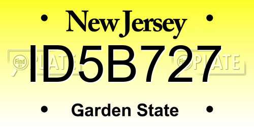 ID5B727 New Jersey License Plate