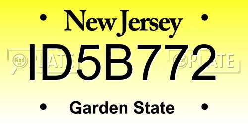 ID5B772 New Jersey License Plate