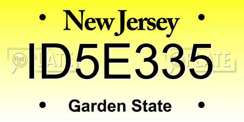 ID5E335 New Jersey License Plate