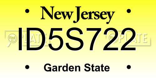 ID5S722 New Jersey License Plate