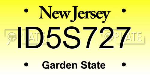 ID5S727 New Jersey License Plate