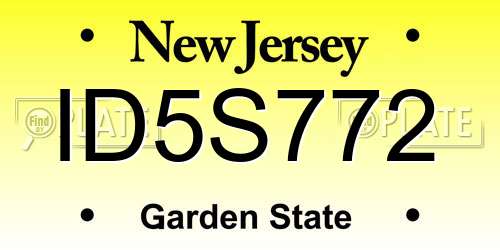 ID5S772 New Jersey License Plate